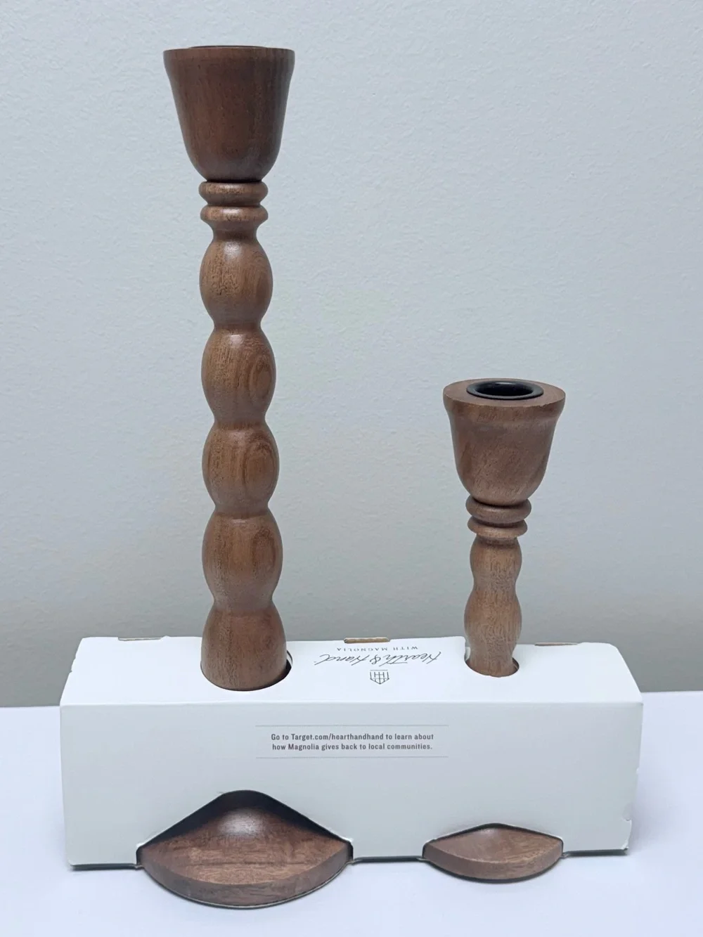 2pk Wood Candlestick Set - Hearth & Hand™ with Magnolia, New!